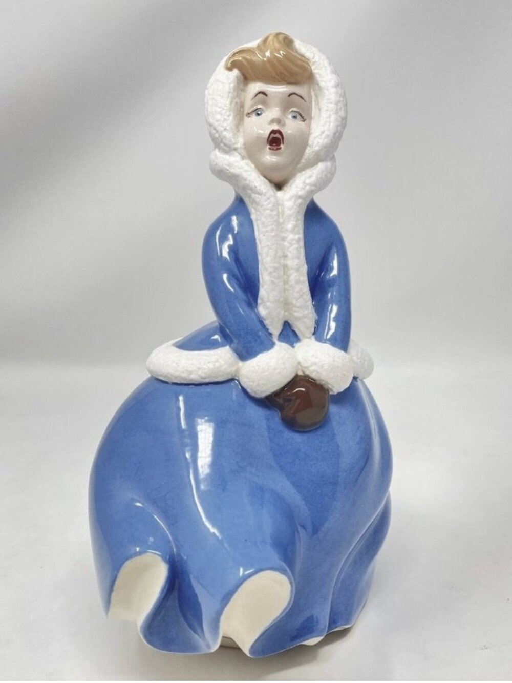 Vintage 1977 Atlantic Mold Hand-Painted Ceramic Christmas Caroler Girl